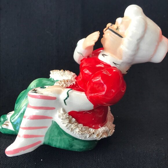 Lefton Spaghetti Trim Santa & Mrs Claus Shelf Sitters - set of 2 - Picture 10 of 16